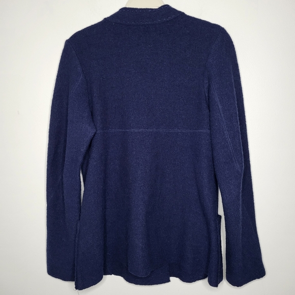Anthropologie Gro Abrahamsson Felted Wool Lagenlook Jacket Navy Blue Size L - Picture 2 of 12